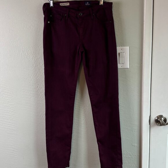 NWT AG Adriano Goldschmied The Stevie Ankle Slim Straight in Burgundy Size 27 - Picture 1 of 12